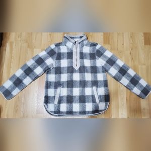 Abercrombie Fitch Women Comfy Soft Deep Pile Sherpa Fleece 1/4 Zip Jacket Medium